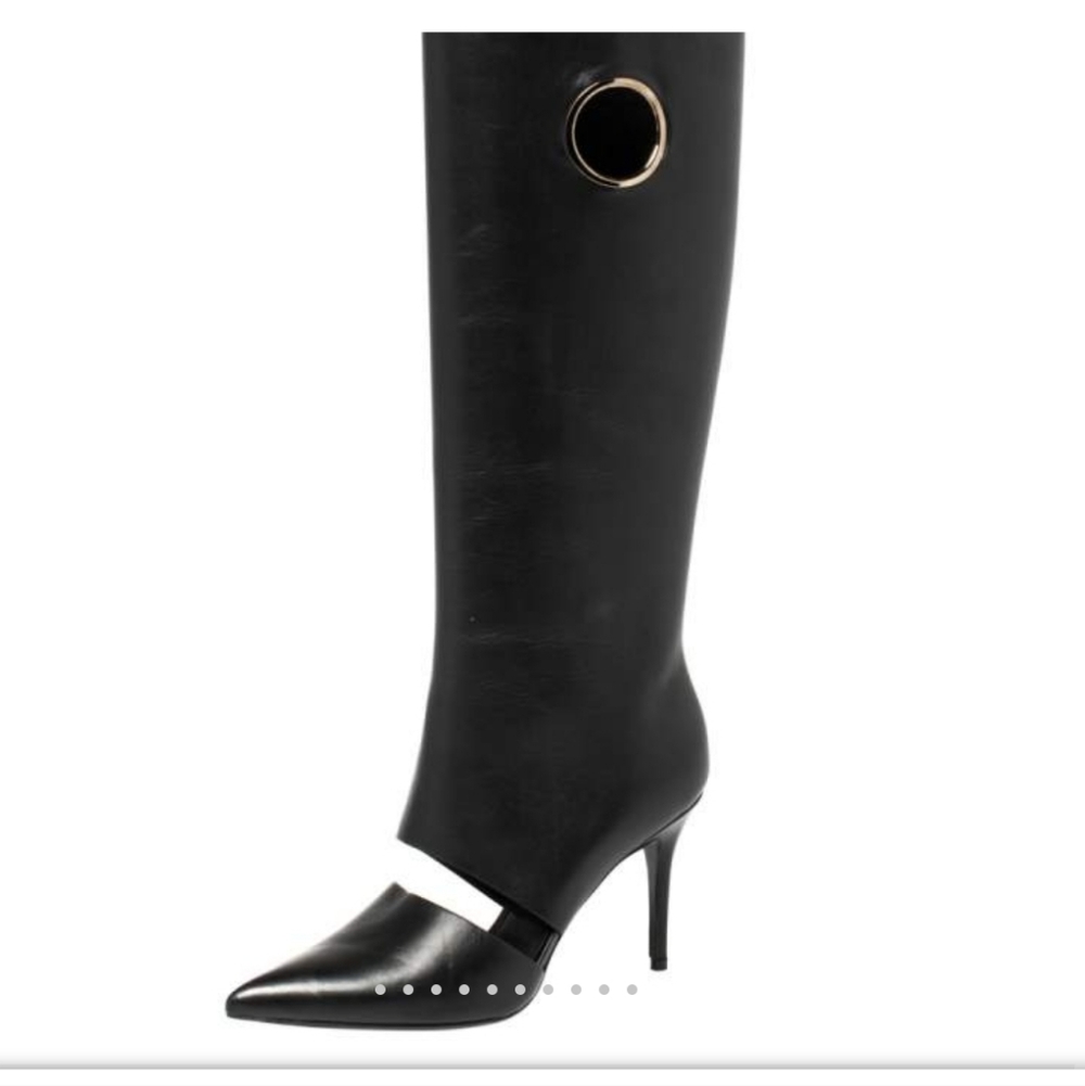 Elegant Salvador Ferragani Black Knee-High Women's Cutout Boots.  Size 8.5